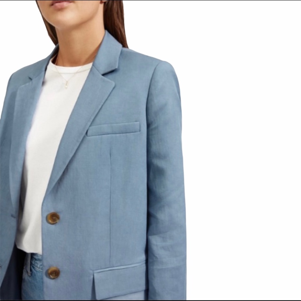 Everlane The Cotton-Linen Blazer Size 8 Blue - Picture 3 of 12